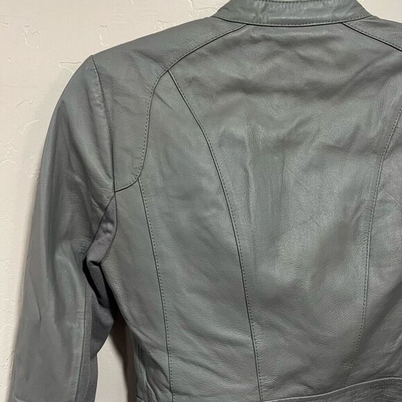 Bebe Gray leather jacket - Picture 5 of 7